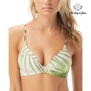 Vince Camuto Tropical Palm Printed Bikini Top Size M